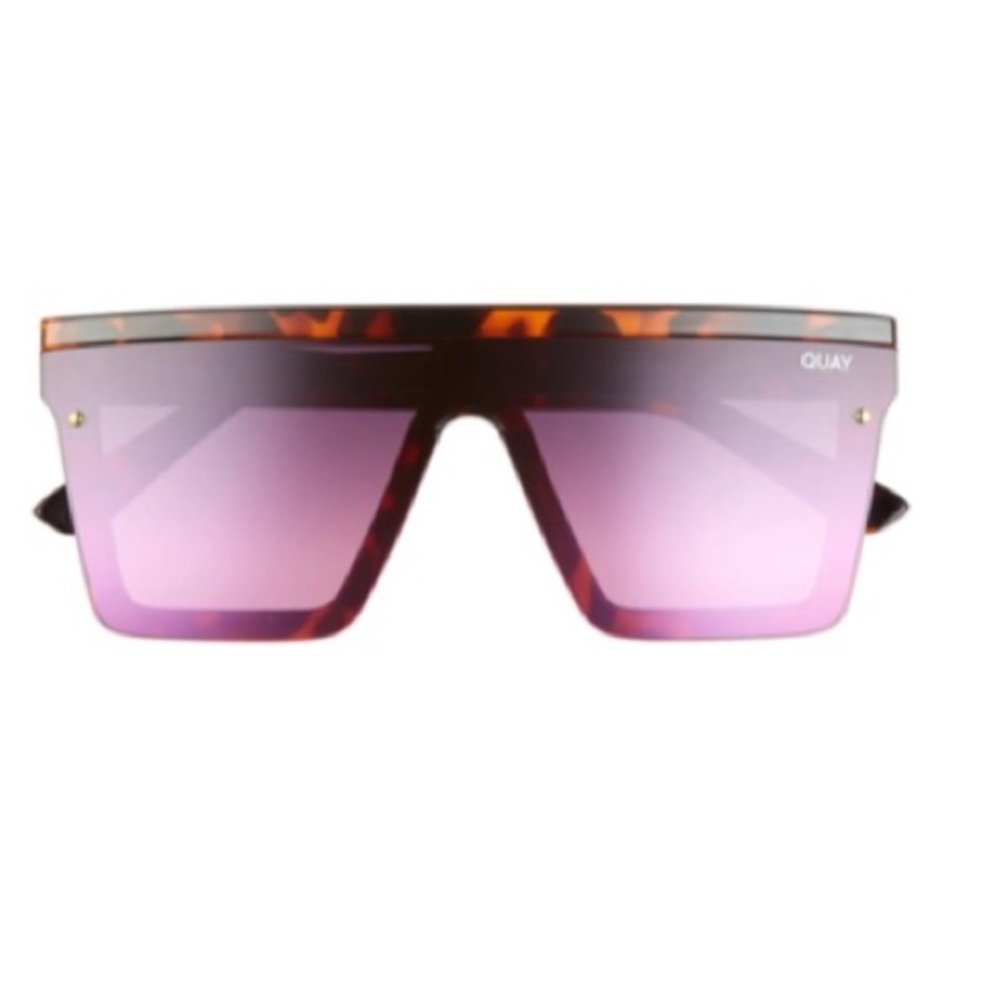 Quay Hindsight tortoise pink shield sunglasses
